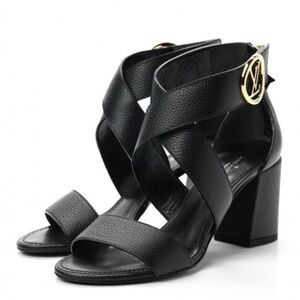 Authentic Louis Vuitton Calfskin Horizon Black Heel Sandals 36/ US6